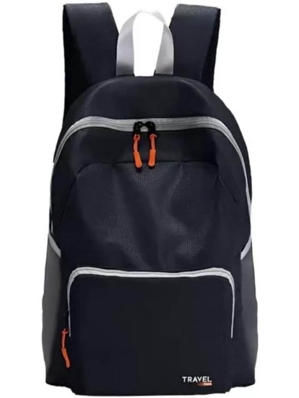 Stylish Black Day Travel Backpack with Front Pocket & Zipper - Perfect for